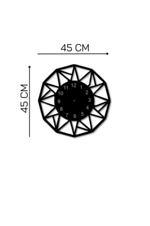 Schwarze 12-seitige Wanduhr aus Holz – 45 x 45 cm, Wanddekoration für Wohnzimmer, Wohnzimmer, Büro, NT0B10943 - 6