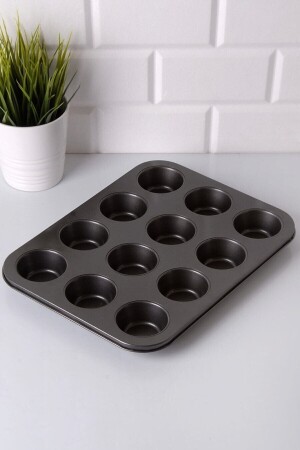 Schwarze 12-teilige Muffin-Kuchenform 26 x 38 cm - 3