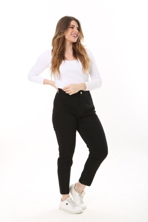 Schwarze 5-Pocket-Lycra-Jeans für Damen, große Größe, 65N37646 - 1