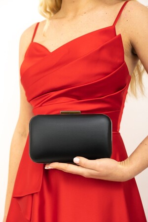 Schwarze Abendkleid-Clutch-Portfolio-Damentasche aus Stoff für Damen - 1