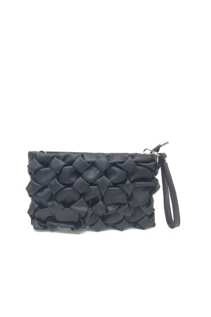 Schwarze Abendkleid-Portfolio-Clutch-Handtasche mit langem Kettenriemen - 8