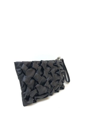 Schwarze Abendkleid-Portfolio-Clutch-Handtasche mit langem Kettenriemen - 9