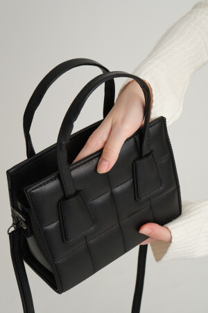 Schwarze bestickte Damen-Hand- und Umhängetasche aus Kunstleder, Muttertasche 815909 - 5