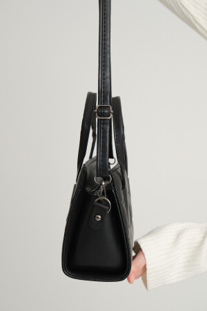 Schwarze bestickte Damen-Hand- und Umhängetasche aus Kunstleder, Muttertasche 815909 - 7