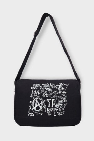 Schwarze Briefträgertasche im Graffiti-Design EFBUTIK10634 - 2