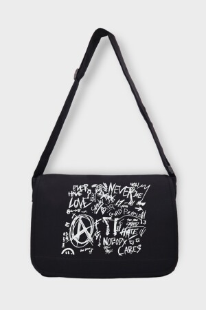 Schwarze Briefträgertasche im Graffiti-Design EFBUTIK10634 - 3