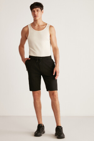 Schwarze Camillo Herren-Shorts mit Taschenreißverschluss, elastischem Bund und Bermuda CAMI08052020 - 3