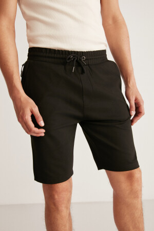 Schwarze Camillo Herren-Shorts mit Taschenreißverschluss, elastischem Bund und Bermuda CAMI08052020 - 4