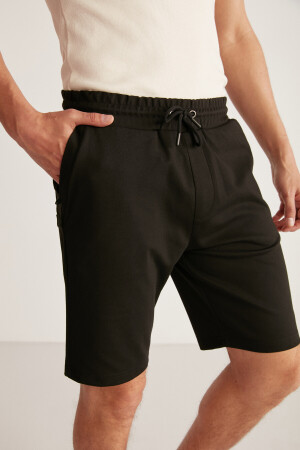 Schwarze Camillo Herren-Shorts mit Taschenreißverschluss, elastischem Bund und Bermuda CAMI08052020 - 5