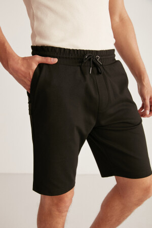Schwarze Camillo Herren-Shorts mit Taschenreißverschluss, elastischem Bund und Bermuda CAMI08052020 - 4