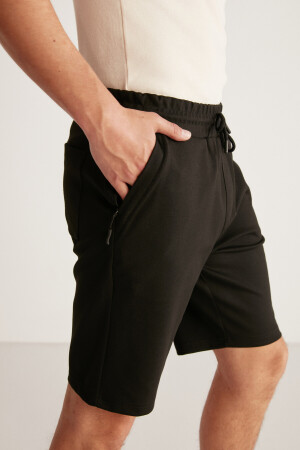 Schwarze Camillo Herren-Shorts mit Taschenreißverschluss, elastischem Bund und Bermuda CAMI08052020 - 5