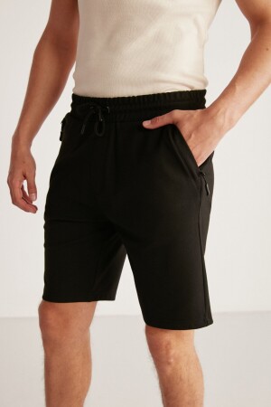 Schwarze Camillo Herren-Shorts mit Taschenreißverschluss, elastischem Bund und Bermuda CAMI08052020 - 1