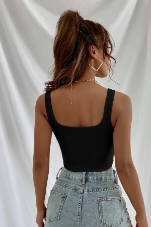 Schwarze Crop-Top-Bluse mit Trägern für Damen - 3