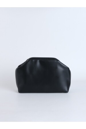 Schwarze Damen-Clutch-Handtasche aus Kunstleder - 3