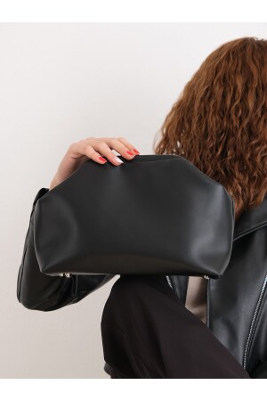 Schwarze Damen-Clutch-Handtasche aus Kunstleder - 5