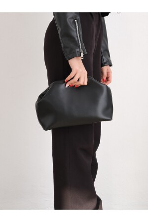 Schwarze Damen-Clutch-Handtasche aus Kunstleder HYBCD - 6