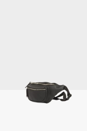 Schwarze Damen-Gürteltasche mit ovaler Taschensäule M000002357 - 3