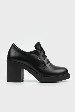 SCHWARZE DAMEN-OXFORD-SCHUHE AUS ECHTEM NATURLEDER MIT ABSATZ - 1