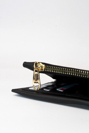 Schwarze Damenbrieftasche aus weichem Leder mit Druckknöpfen, mehreren Fächern, Reißverschluss in der Mitte und Telefonhalter-Zubehör drcmbc1001 - 8