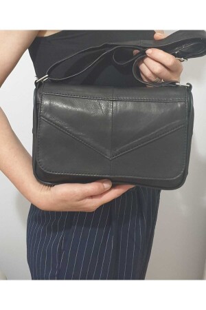 Schwarze Damentasche aus echtem Leder MINIYLAN - 4