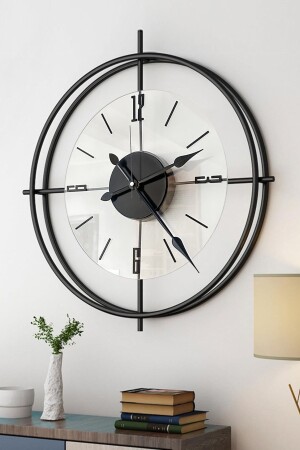 Schwarze Deluxe Klarglas-Wanduhr im skandinavischen Stil, 60 cm, modern - 2