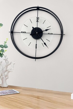 Schwarze Deluxe Klarglas-Wanduhr im skandinavischen Stil, 60 cm, modern - 4