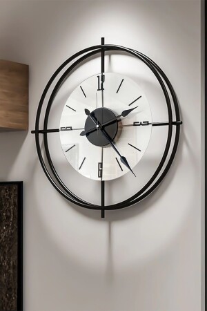 Schwarze Deluxe Klarglas-Wanduhr im skandinavischen Stil, 60 cm, modern - 5