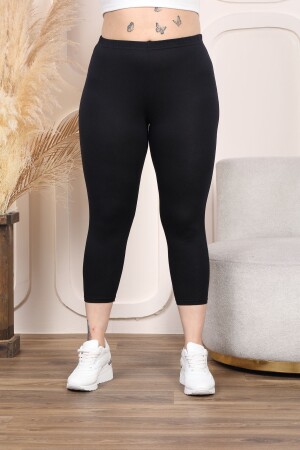 SCHWARZE, ELASTISCHE CAPRI-STRUMPFHOSE FÜR DAMEN - 1