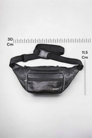 Schwarze Freebag aus echtem Leder – Gürteltasche und Umhängetasche - 4