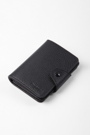 Schwarze Geldbörse aus echtem Leder 13632T - 4