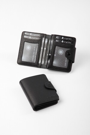 Schwarze Geldbörse aus echtem Leder 13632T - 2