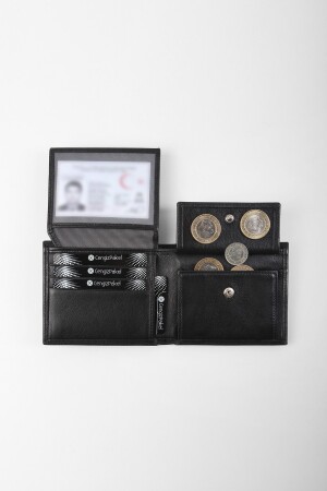 Schwarze Geldbörse aus echtem Leder 27458T - 2