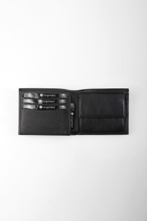 Schwarze Geldbörse aus echtem Leder 27458T - 3