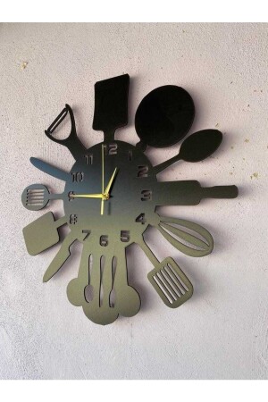 Schwarze Geschenk-Wanduhr aus Holz, dekorative Küche, gemustert, geräuschlos, 47 cm, WD-CLOCK-KITCHENCLOCK - 4