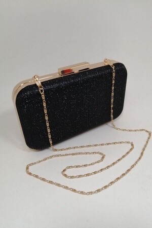 Schwarze Glitzer-Abendkleid-Clutch-Portfolio-Tasche - 2