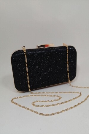 Schwarze Glitzer-Abendkleid-Clutch-Portfolio-Tasche - 4