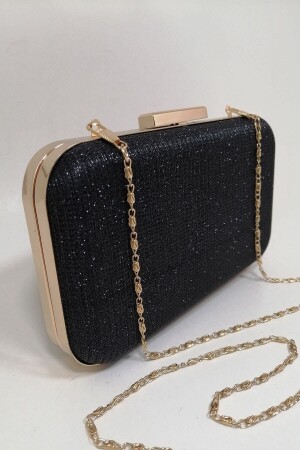 Schwarze Glitzer-Abendkleid-Clutch-Portfolio-Tasche - 6