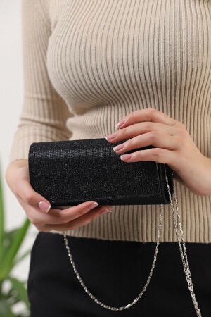 Schwarze Glitzer-Abendkleidtasche, Ledertasche, Clutch-Tasche, schlichtes neues Modell - 2