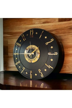 Schwarze, goldfarbene, nummerierte Geschenk-Wanduhr aus Holz, dekorativ, mit verschiedenen Mustern, für Zuhause, Geschenk, 50 cm - 2