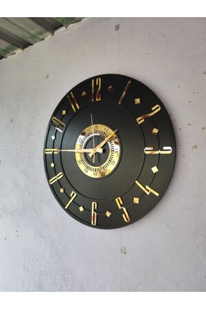 Schwarze, goldfarbene, nummerierte Geschenk-Wanduhr aus Holz, dekorativ, mit verschiedenen Mustern, für Zuhause, Geschenk, 50 cm - 5