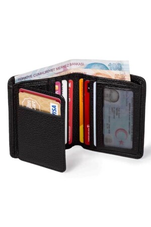 Schwarze Herren-Geldbörse mit personalisiertem Namen, funktional, dünn, weich, Kartenhalter aus 100 % echtem Leder, 6148 - 4