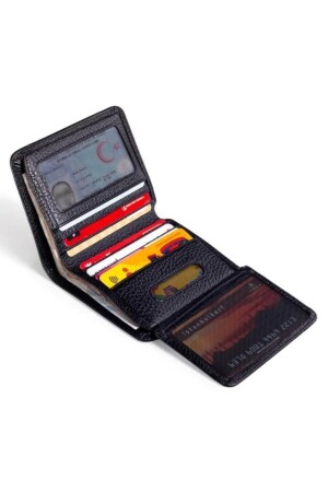 Schwarze Herren-Geldbörse mit personalisiertem Namen, funktional, dünn, weich, Kartenhalter aus 100 % echtem Leder, 6148 - 1