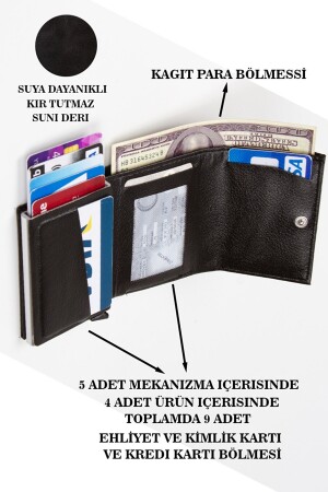 Schwarze Herren-Geldbörse und Kartenetui aus veganem Leder mit Diebstahlschutz und RFID-Schutz nwp5470sunmek - 2