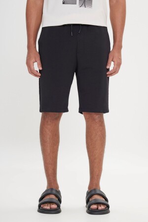 Schwarze Herren-Shorts mit Standard-Passform und normalem Schnitt, lässige Strickshorts 4A9522200001 - 1