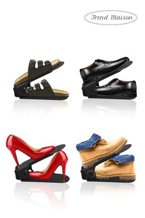 Schwarze höhenverstellbare Schuhrampe, Schuhregal, 10 Stück, TREND_AYAKKABI - 6
