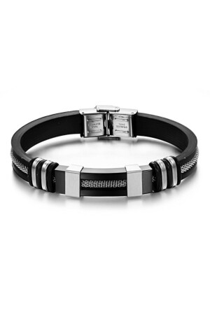 Schwarze IPC-Kappe. Herrenarmband aus Kautschukstahl cy87 - Chavin