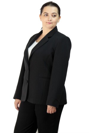 Schwarze Jacke mit Knöpfen für Damen in Übergröße - 1