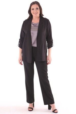 Schwarze Jacke mit zweireihigem Kragen in Übergröße - Metpoint