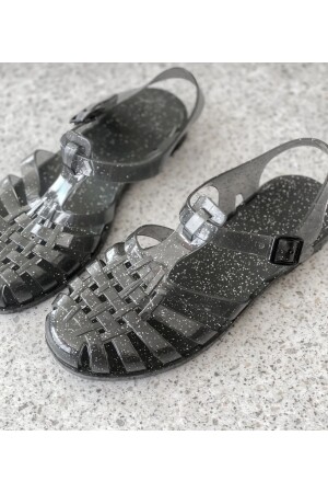 Schwarze Jelly-Sandalen mit Glitzer - 2