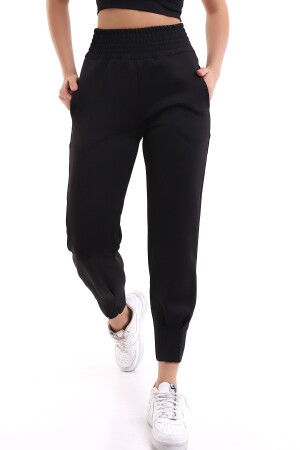 Schwarze Jogger-Jogginghose, Scuba Diver, Lycra mit hoher Taille - 1